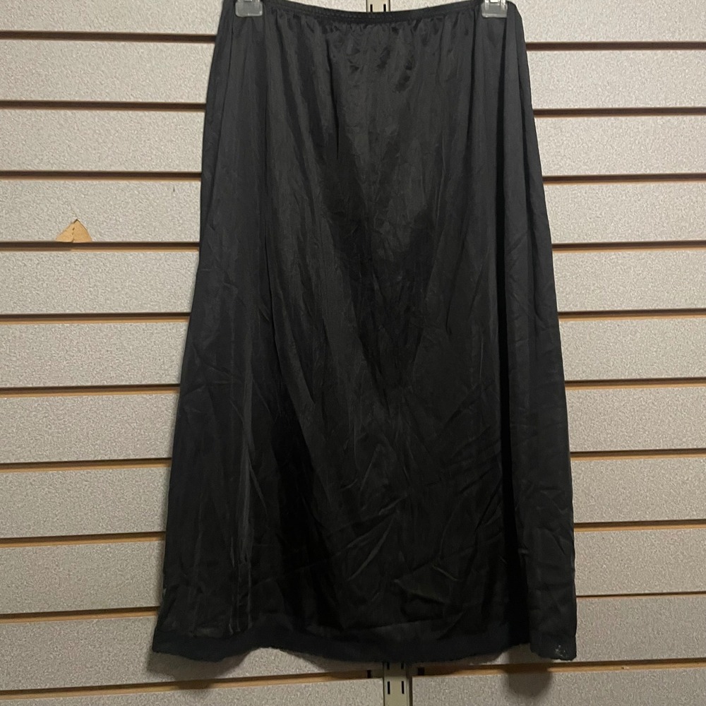 Lorraine Black Nylon Full Slip Skirt Size‎ L Medium Vintage